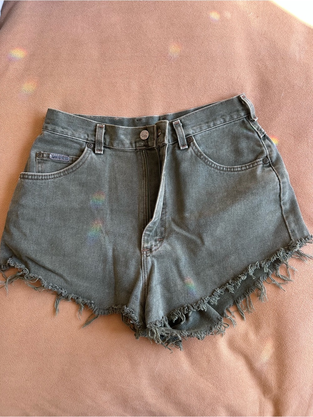 Lee Women's Frayed Hem Jean Shorts - Washed Green